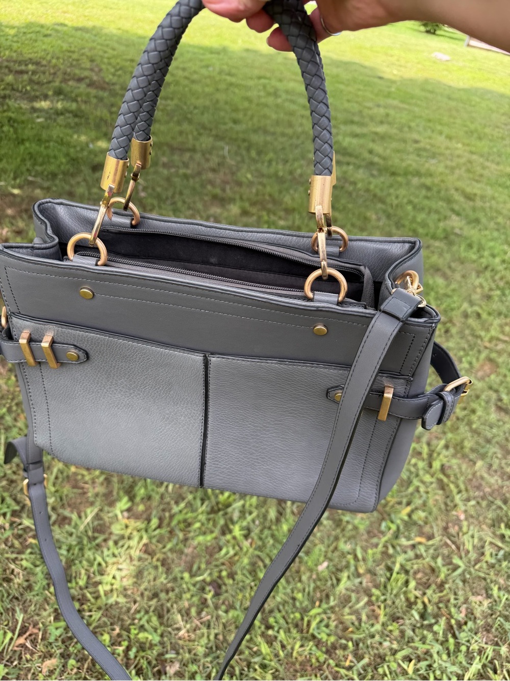 MFK Structured Grey Women's Satchel Handbag
